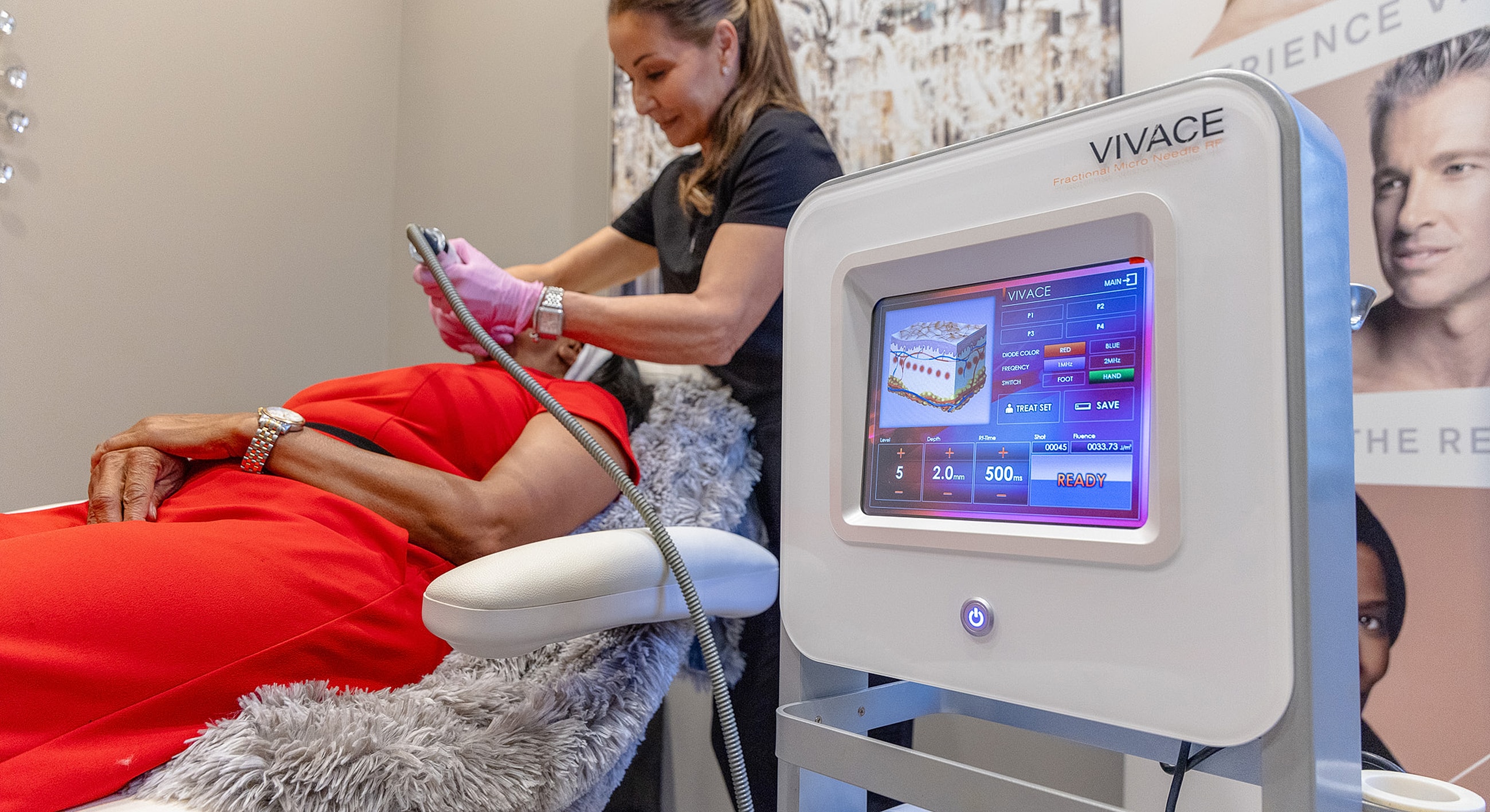 Woman receiving a facial treatment in spa setting.